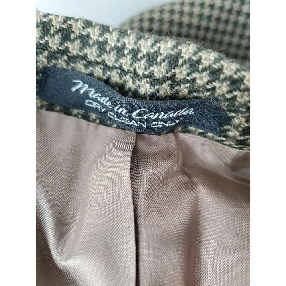 Chaps Ralph Lauren Houndstooth Sport Coat Blazer Jacket Mens‎ 43T Wool